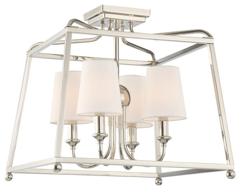 Libby Langdon Sylvan 4 Light Ceiling Mount, Candle/Silk, Polished Nickel