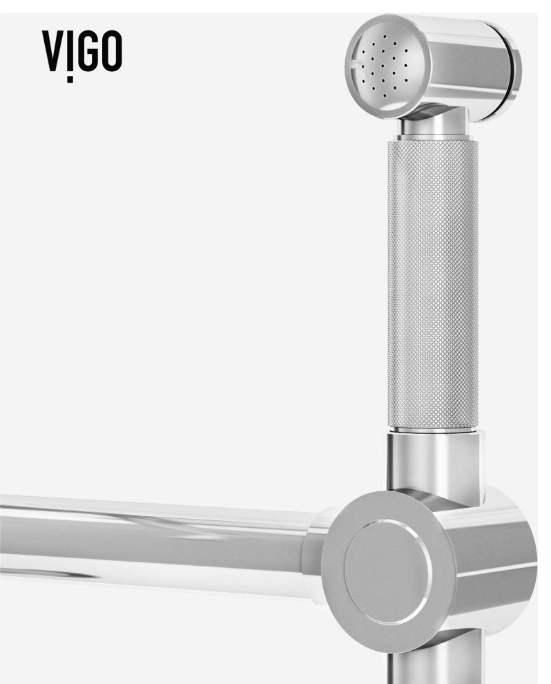 VIGO Cass 13" H Widespread Pull-Out Sprayer Kitchen Faucet, Chrome