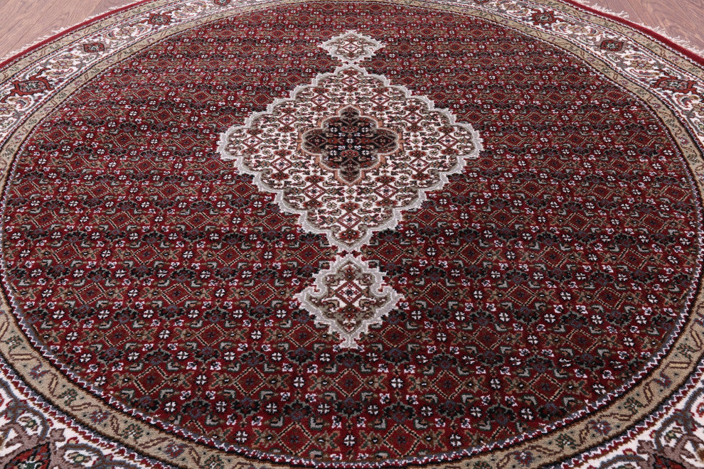 6' Round Persian Tabriz Wool and Silk Handmade Rug Q8910
