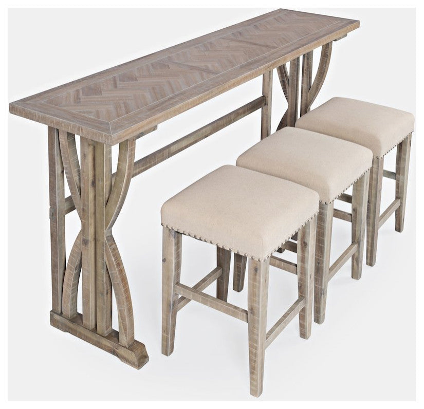 Herringbone Counter Height Four Piece Console 74 Dining Table Set