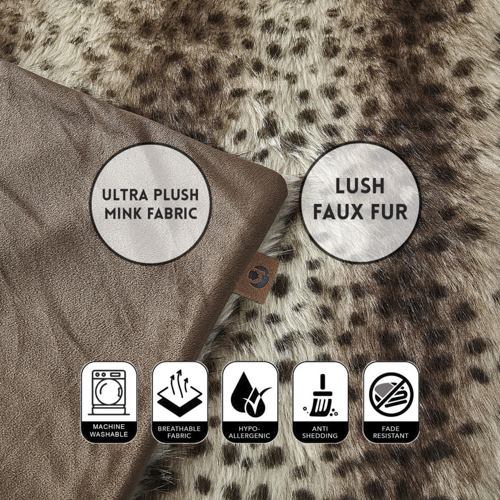 Inspired Home Jiselle Throw, Acrylic 50"x60", Faux Cheeta
