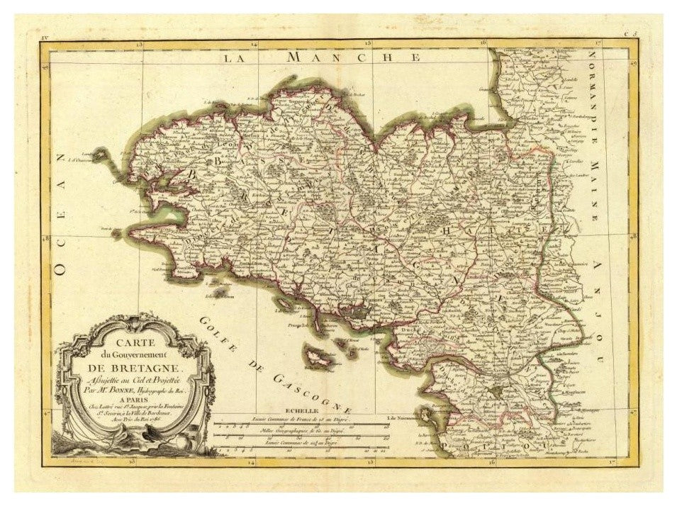 "Bretagne, 1786" Digital Paper Print by Rigobert Bonne, 24"x18"