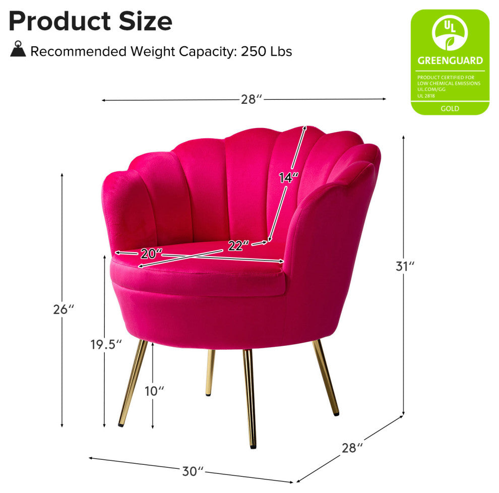 Upholstered Accent Barrel Chair With Tufted Back, Fushia