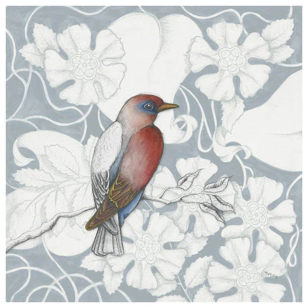"Arts and Crafts Birds I Tone on Tone" Paper Print by Elyse DeNeige, 38"x38"