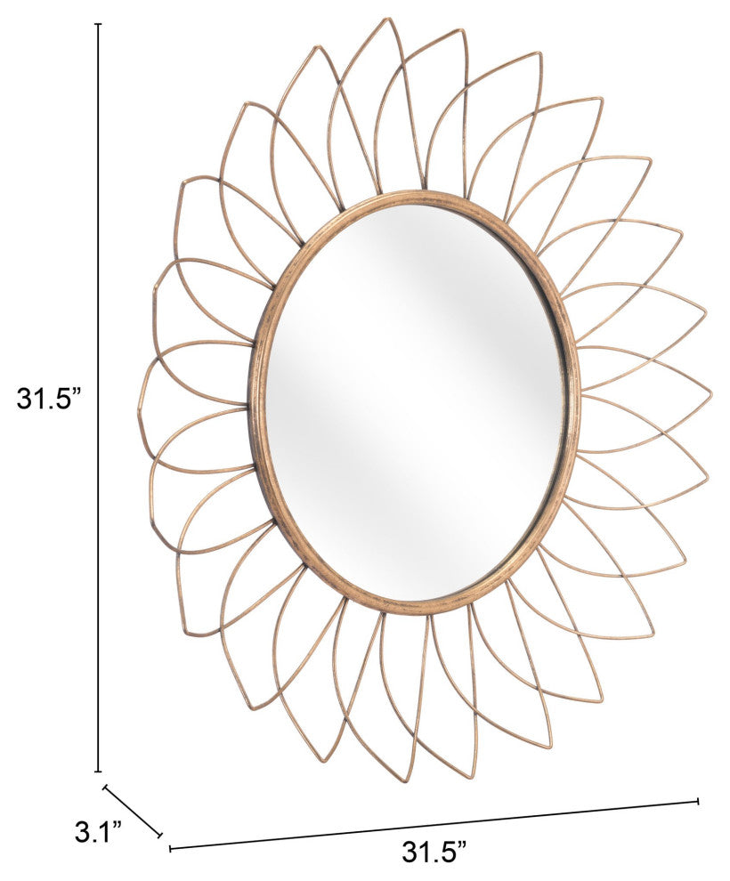 Gold Flowerburst Round Mirror