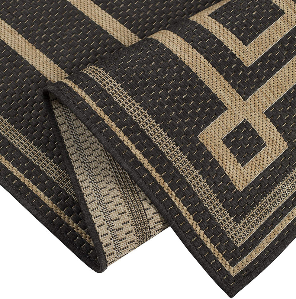 Outdoor Collection Oriental Area Rug - UV Safe Rug, Charcoal, 5'3"x7'6"