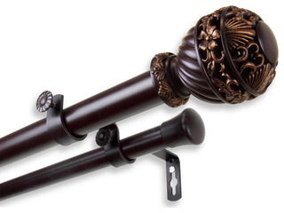 Stefan 1" Double Curtain Rod, Mahogany, 48-84"