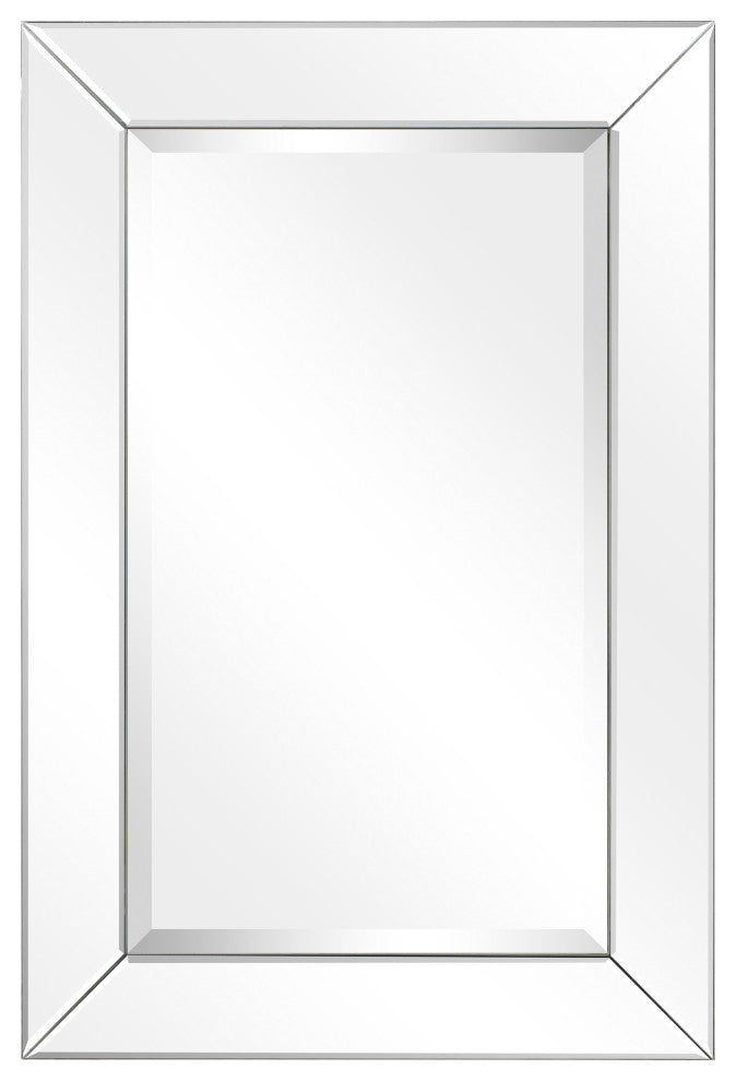 Antique Beveled Rectangle Wall Mirror, 1" Beveled Center, Wood Frame, 30"x20"