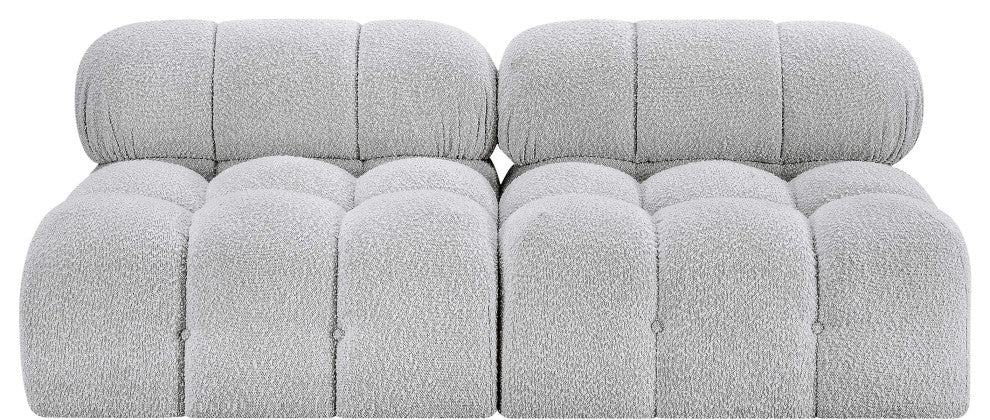 Ames Boucle Fabric Modular Sofa, Grey, 2-Piece: 2 Armless Chair