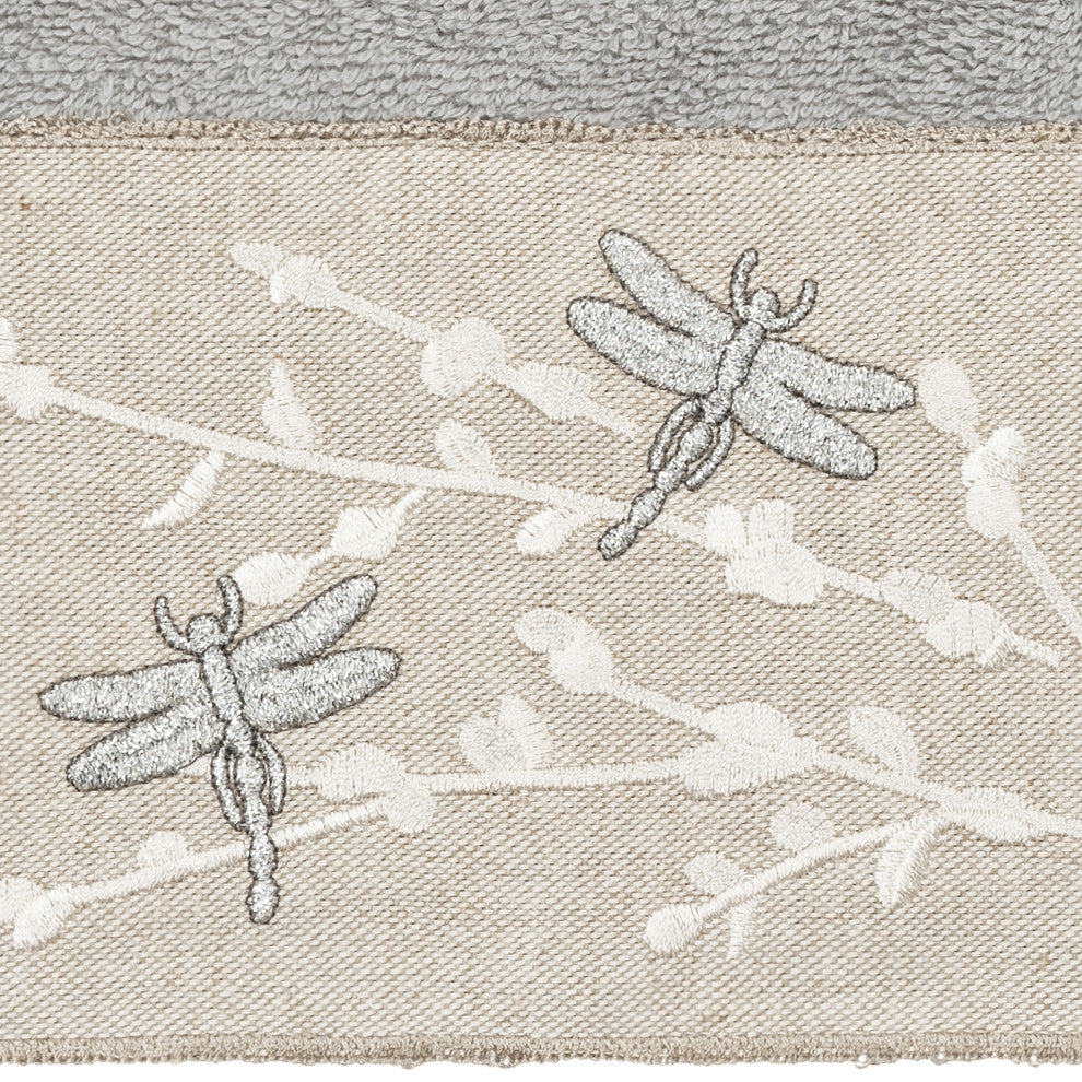 Linum Home Turkish Cotton Braelyn 3-Piece Embellished Towel Set, Light Gray