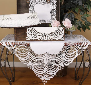Dainty Lace 8" Square Doily, White, Set of 4