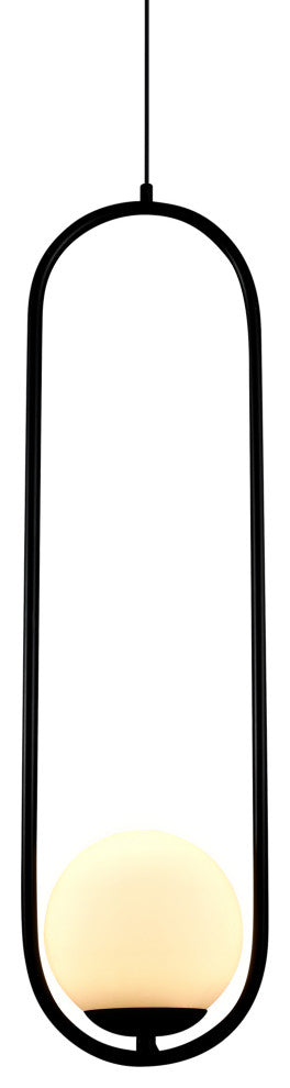 7" ETL Certified Integrated LED Pendant Lighting Fixture With Glass Shade, Black