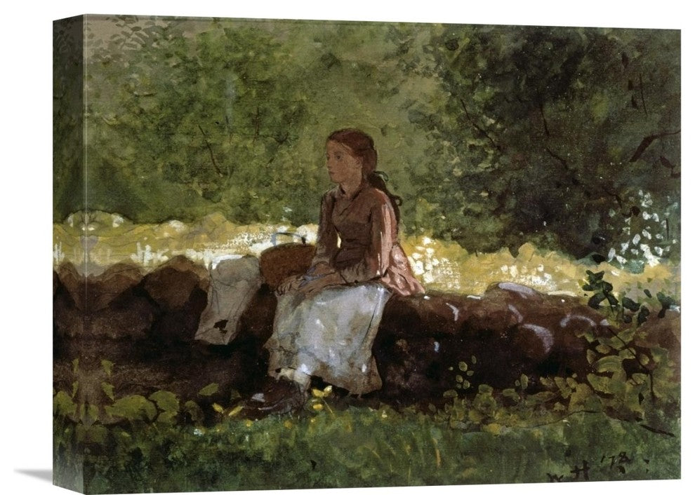 "On The Fence" Stretched Canvas Giclee by Winslow Homer, 16"x13"