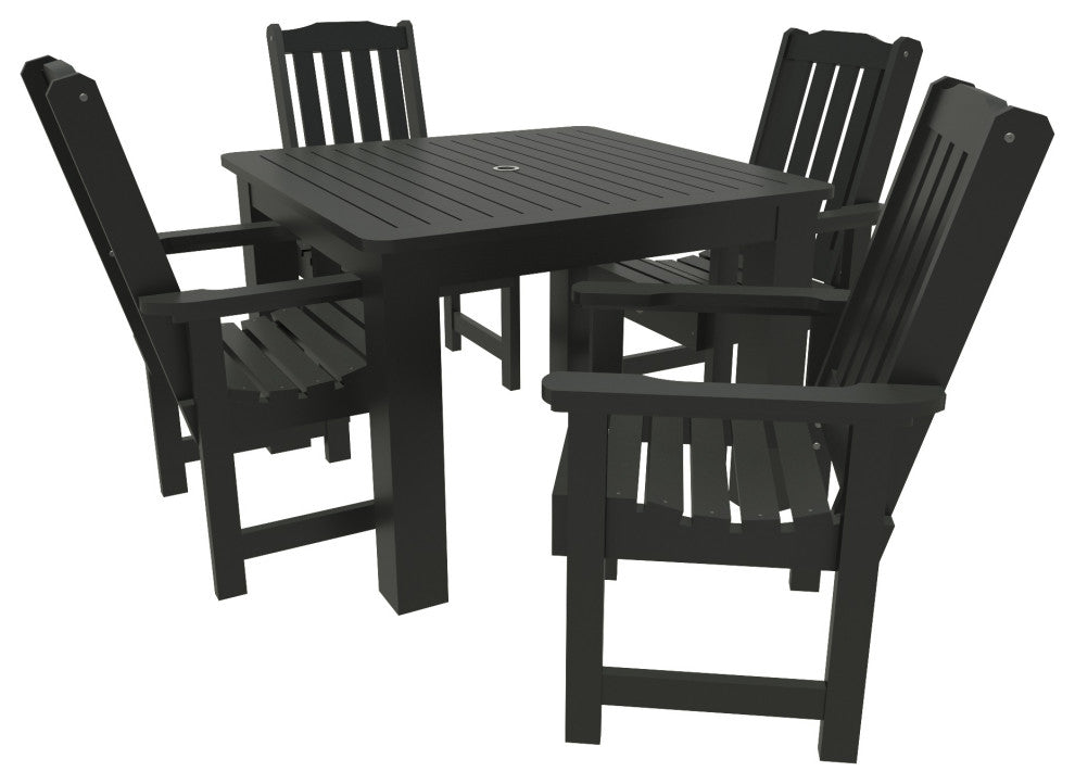 Springville 5-Piece Square Dining Set, Weathered Acorn, Black