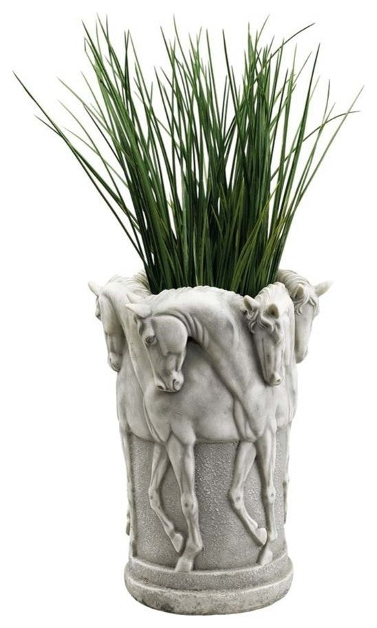Stone Finish Six Stallions Urn