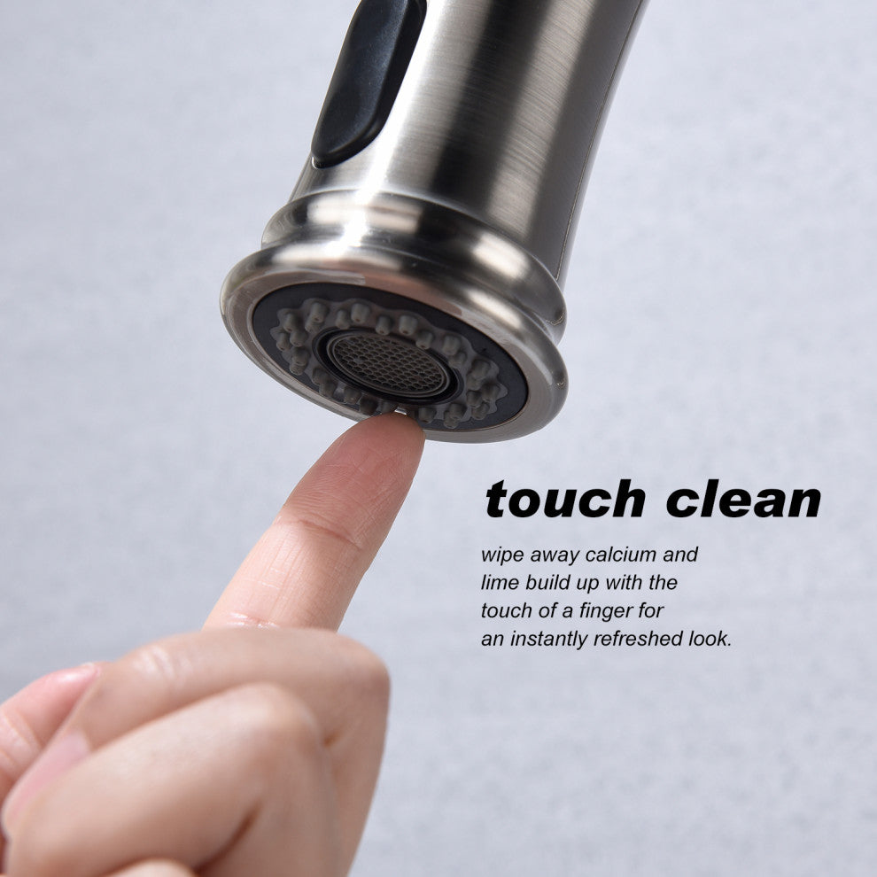 Wellfor Single Handle Pull Down Kitchen Sink Faucet, Brushed Nickel