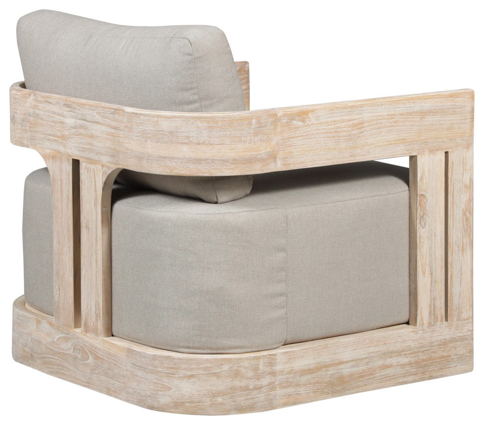 Paradiso Outdoor Teak Natural Look Swivel Chair - Gray Fabric