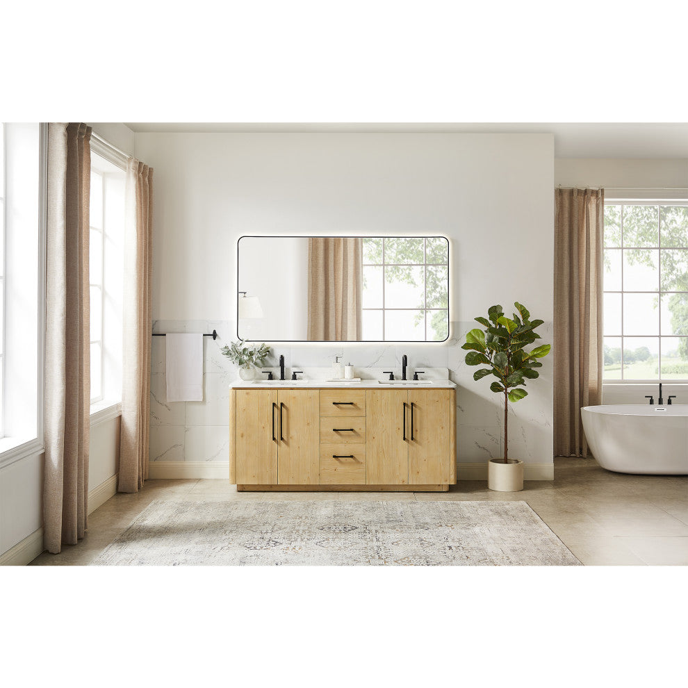 Serene Bathroom Vanity, Nature Brown, 72", No Mirror