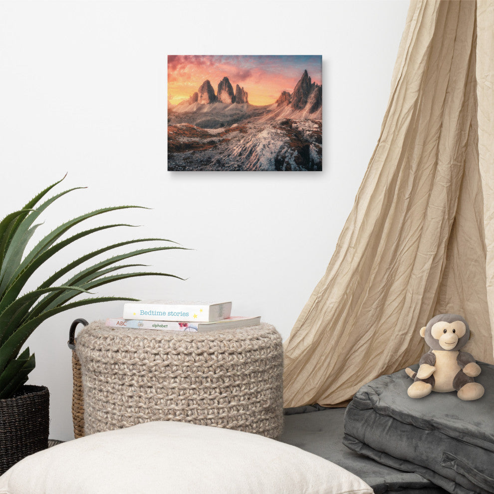 Mountain Colorful Cloudy Sunset 2 Canvas Wall Art Prints, 12" X 16"