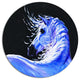 Blue Horse Acrylic Art, Animal Disc Metal Artwork, 11"