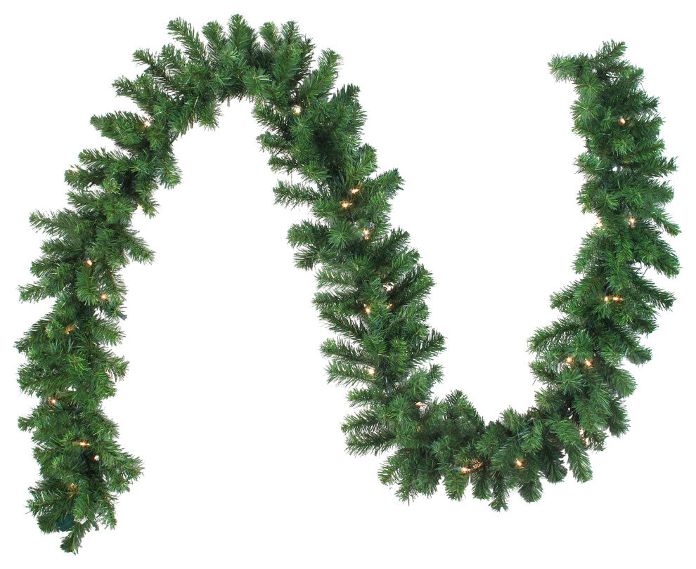 9' x 10" Pre-Lit Oak Creek Pine Artificial Christmas Garland Clear Lights