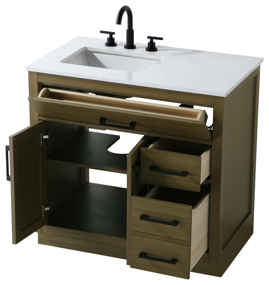 Home Living 36" Single Bathroom Vanity, Chestnut Brown