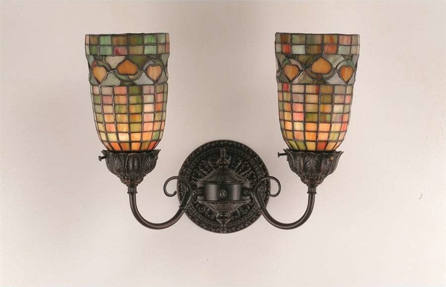 14 5"W Tiffany Acorn 2 Lt Wall Sconce