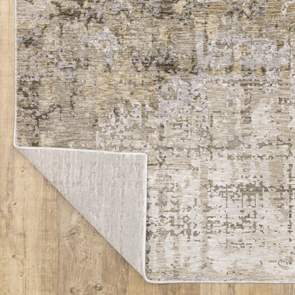 Noble Industrial Abstract Beige/ Grey Indoor Area Rug, Beige, 2'3"x7'6"