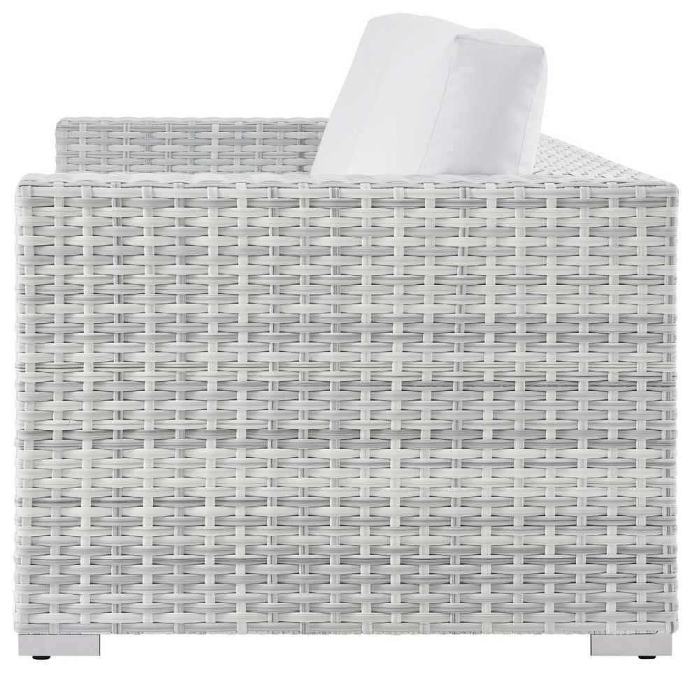 Lounge Loveseat Sofa, Rattan, Wicker, Gray White, Modern, Outdoor Patio