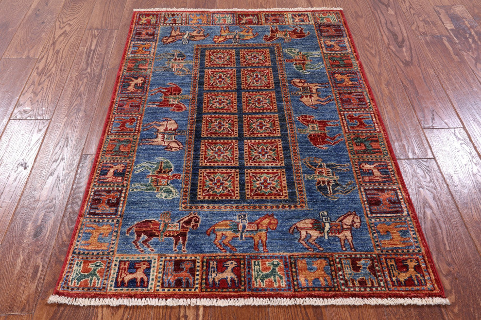 2' 9" X 3' 11" Antiqued Pazyryk Historical Design Handmade Rug Q10878