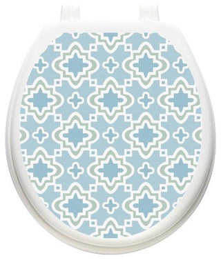 Seville Trellis Toilet Tattoos Seat Cover, Vinyl Lid Decal, Bathroom Decor, Round