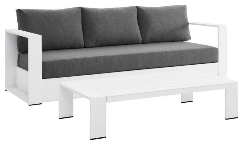 Tahoe Outdoor Patio Powder-Coated Aluminum 2-Piece Set, White Charcoal