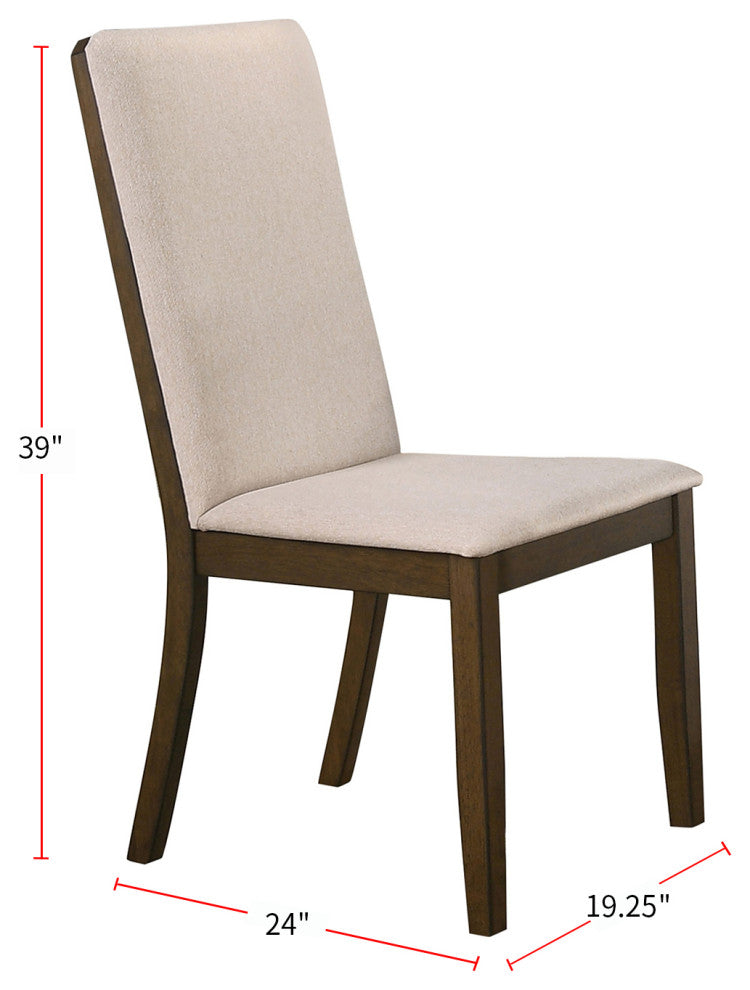 Set of 2 Dining Side Chairs, Walnut and Latte