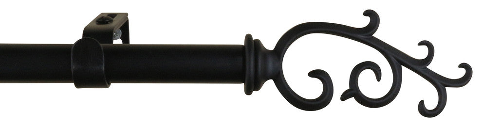 5/8" Diameter Julietta Curtain Rod, Black, 48"-84"