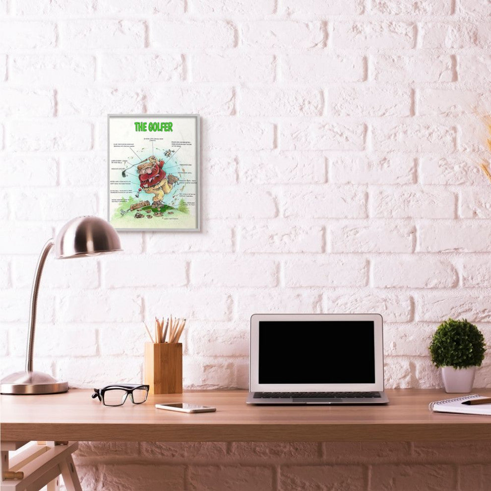 Stupell Industries The Golfer Funny Golf Cartoon Sports Design, 11"x14", Gray