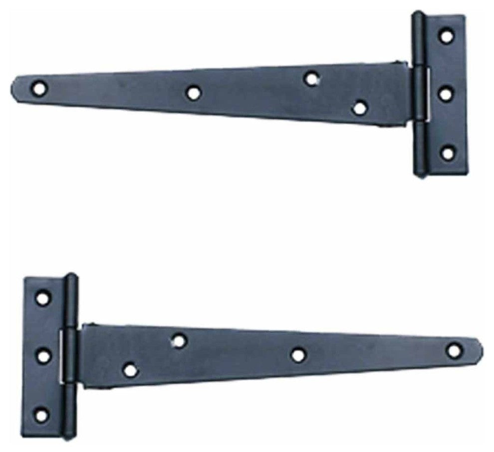 T Strap Door Hinge Black Iron RSF Finish Light Duty 9" Set of 2