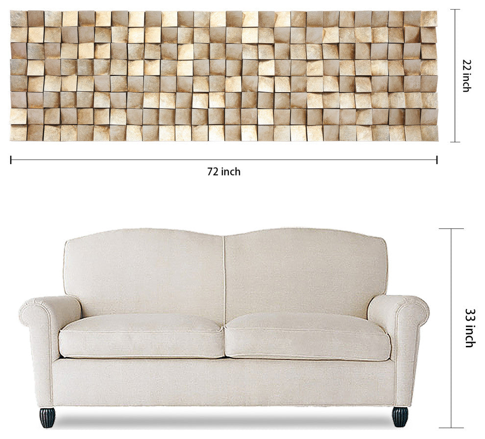 Textured 2 Hand Painted Rugged Blocks with Gold Leaf Wall Art, 72"x22"