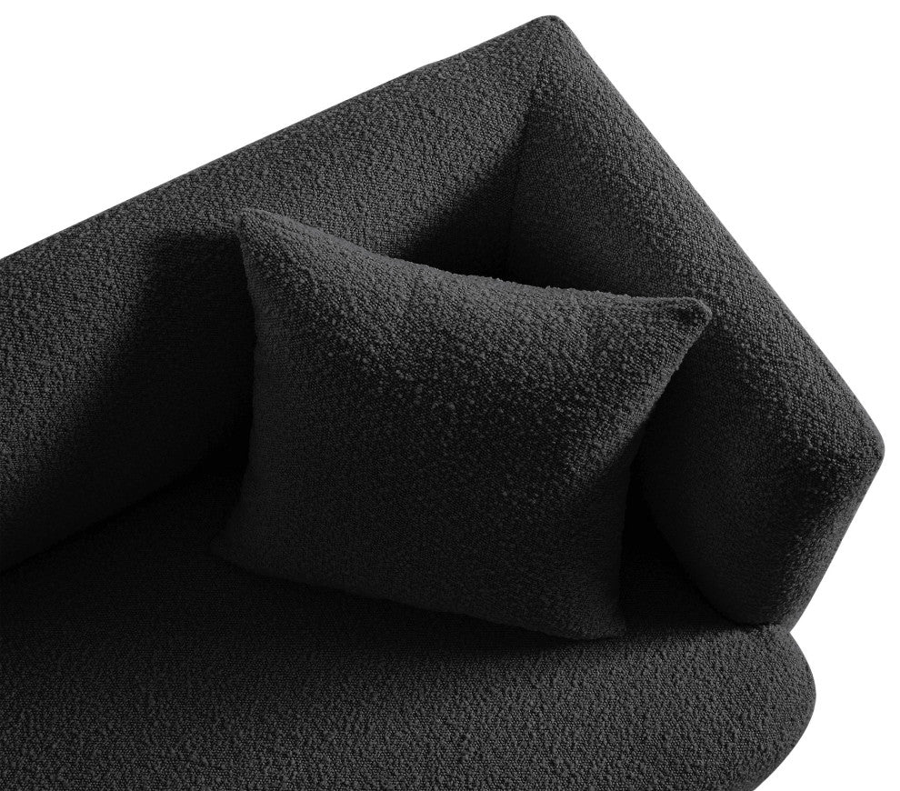 Marcel Boucle Fabric Upholstered Loveseat, Black
