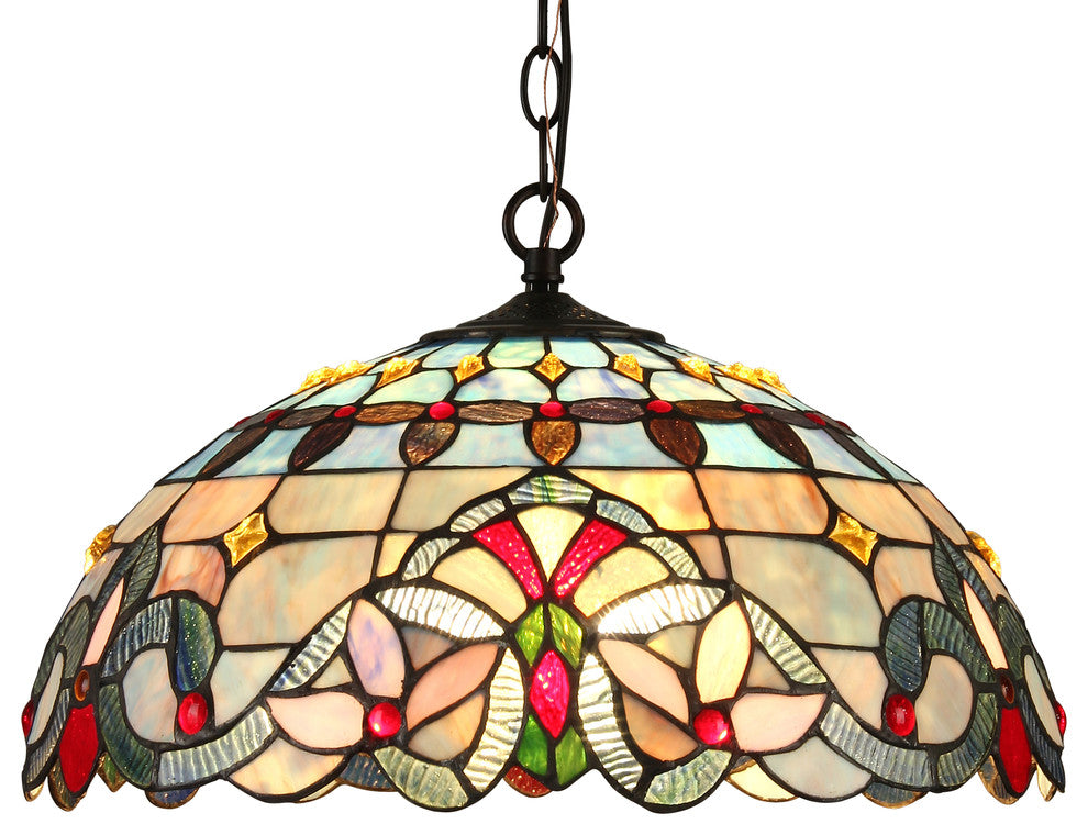 GRENVILLE Tiffany-style 2 Light Victorian Ceiling Pendant Fixture 18inches Shade