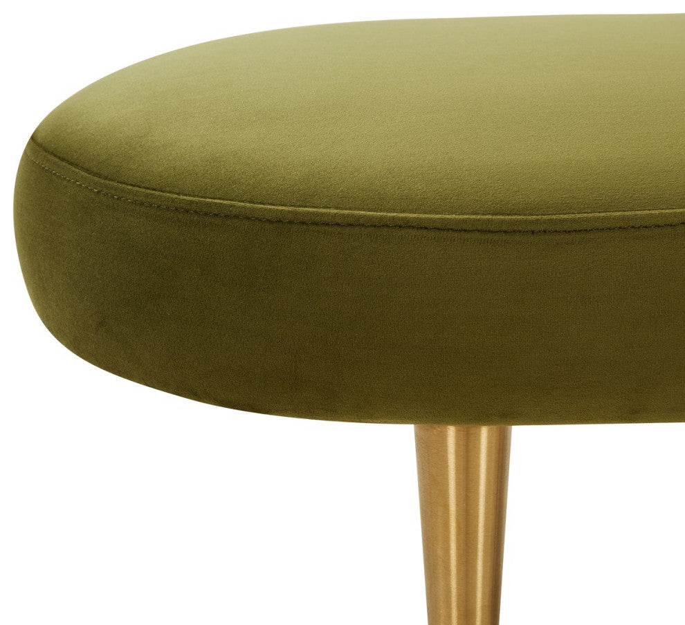 Safavieh Couture Corinne Velvet Oval Bench, Olive Green