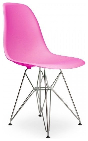 DSR Pink Mid Century Modern Dining Shell Chair, Steel Eiffel Legs