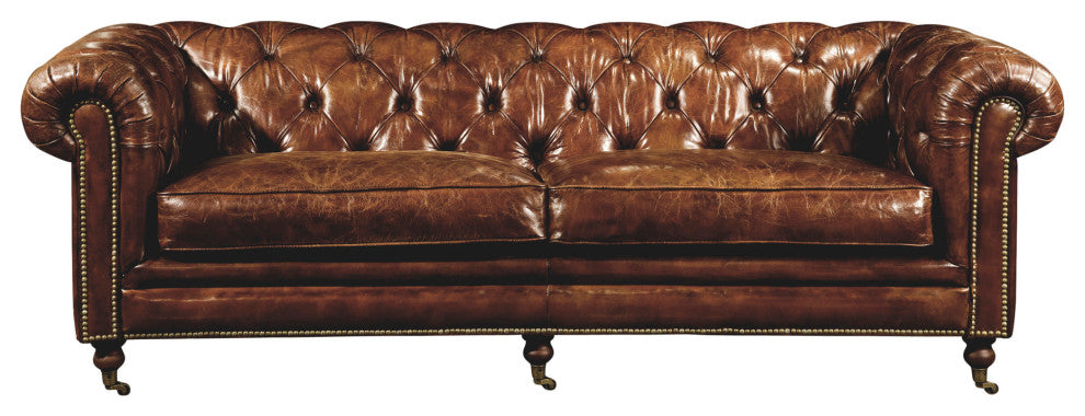 First of A Kind Birmingham Sofa Cappuccino Brown Leather