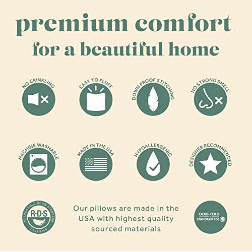 ComfyDown 95% Feather 5% Down Square Decorative Pillow Insert, 17"x17"