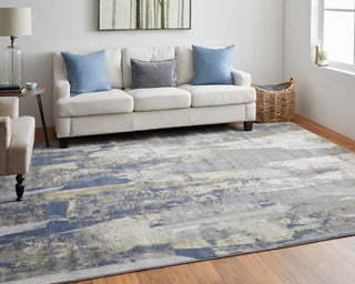 Takara Modern Abstract, Blue/Gray/Tan, 5'x7'6" Area Rug