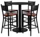 36'' Round Black Dining Laminate Table Set, 4 Grid Back Metal Barstools