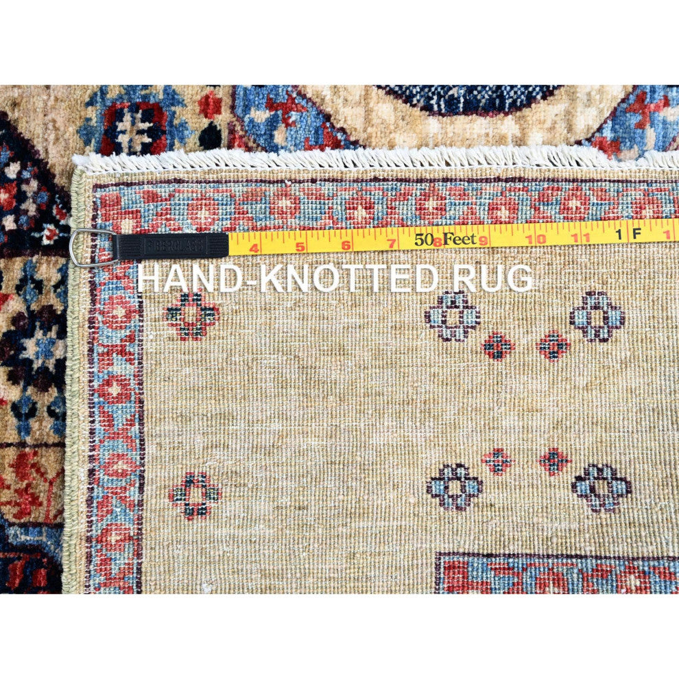 White, Mamluk Design, 100% Wool, Hand Knotted, Oriental Rug, 4'9"x7'1"