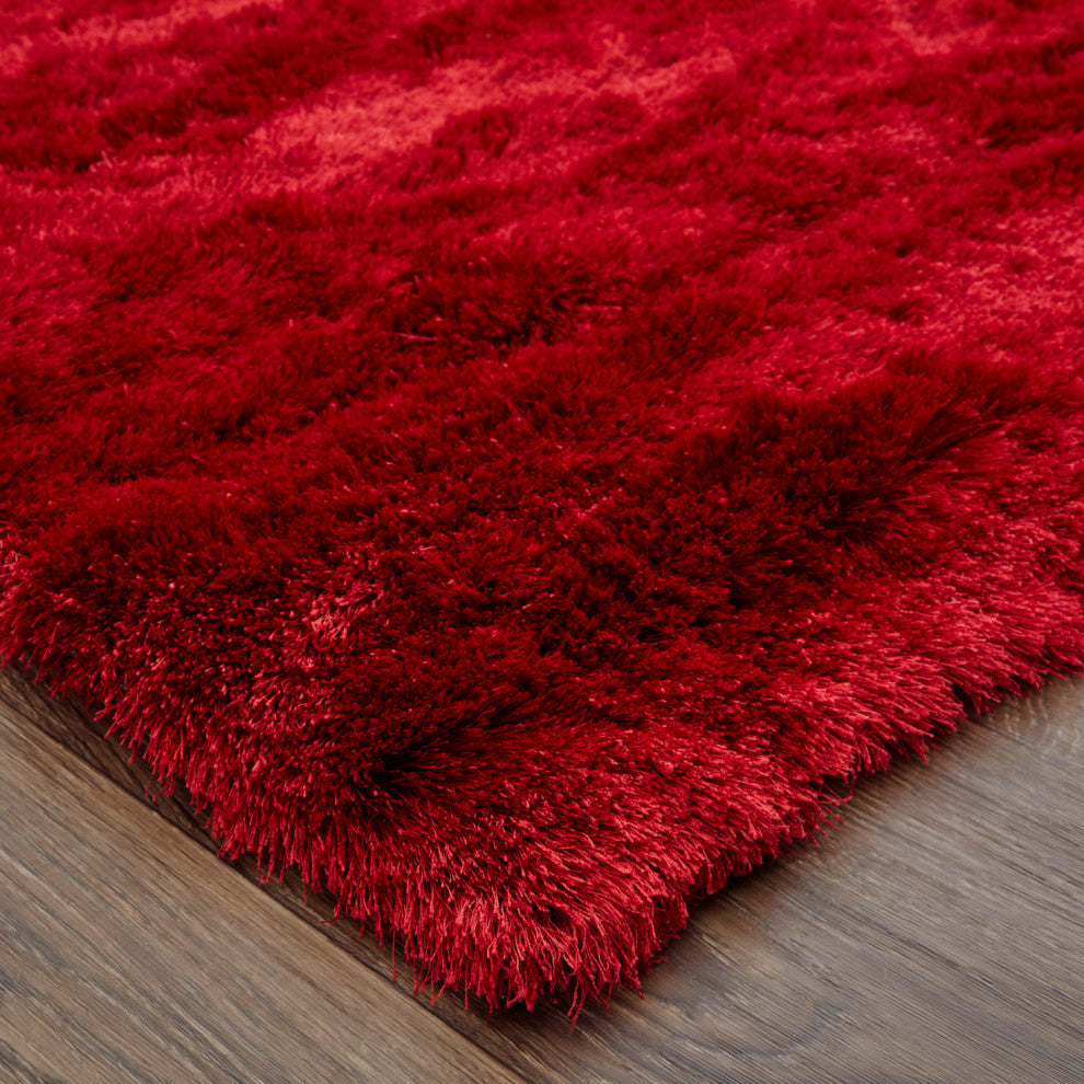 Weave & Wander Armada Plush Shag Rug, Cranberry, 4'9"x7'6"