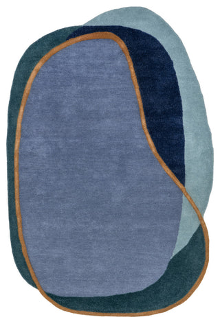 Greenwich Abstract Wool Area Rug, Blue Multicolor 4'x6'