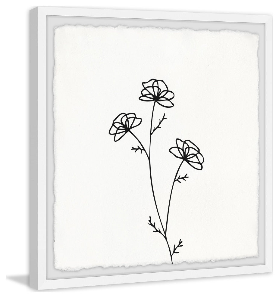 "Poppy Outline" Framed Painting Print, 32x32