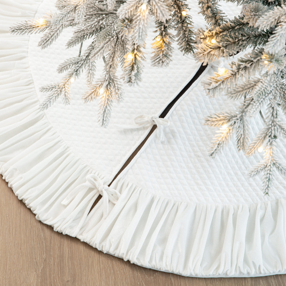 48''D Velvet Ruffled Christmas Tree Skirt